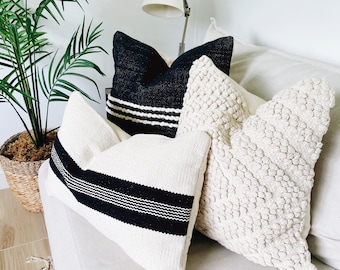 Throw Pillows, Set3 Pillows, Pillows Combo, Black and Neutral Sofa