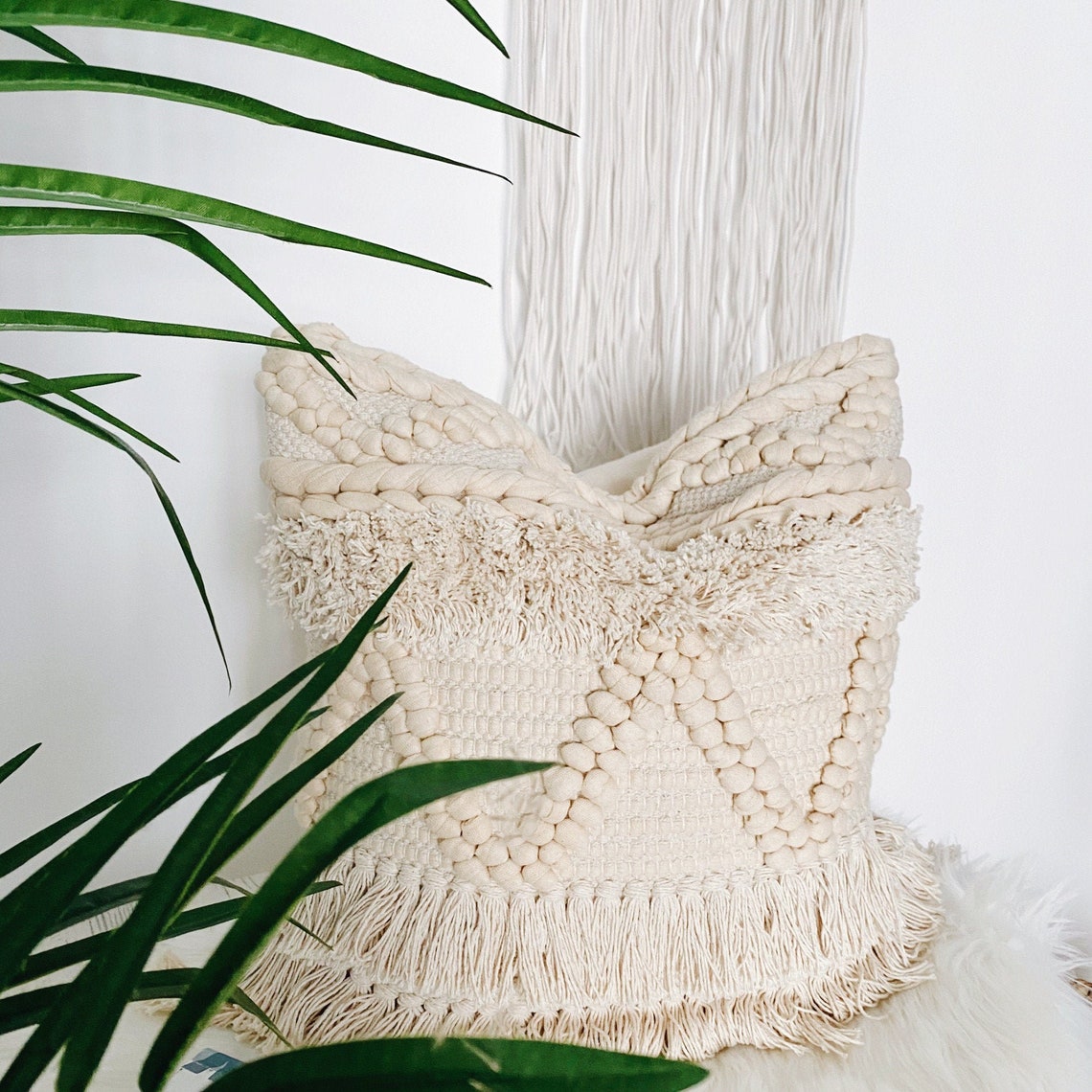 Bohemian Pillow Cover Bohemian Fringe Pillow Boho Throw Etsy