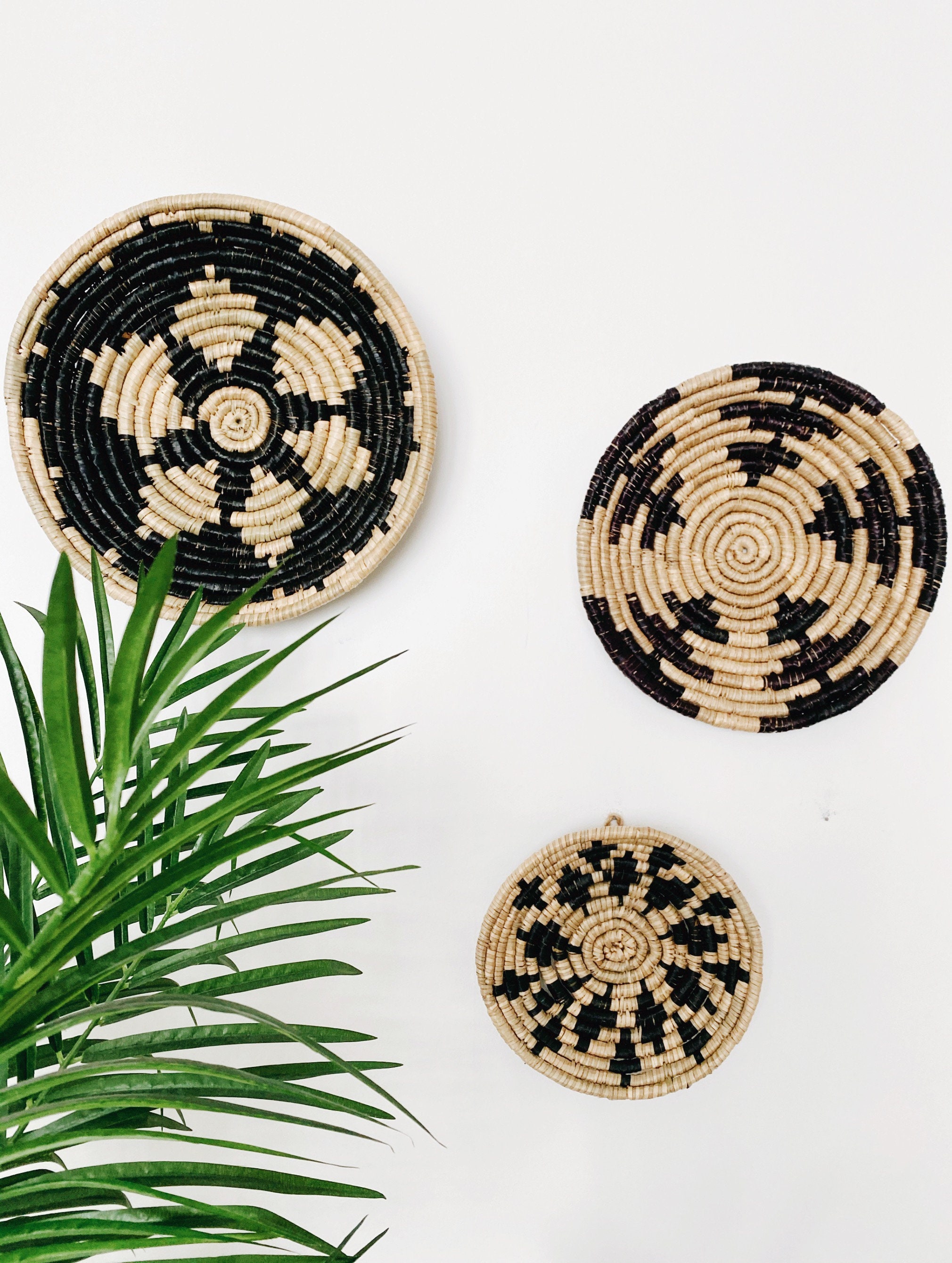 Set of 3 Wall Baskets Handwoven African Wall Baskets Bowls Etsy