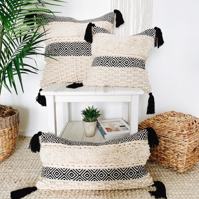 Lumbar Boho Pillow Throw Pillow Cover Bohemian Lumbar Pillow Etsy