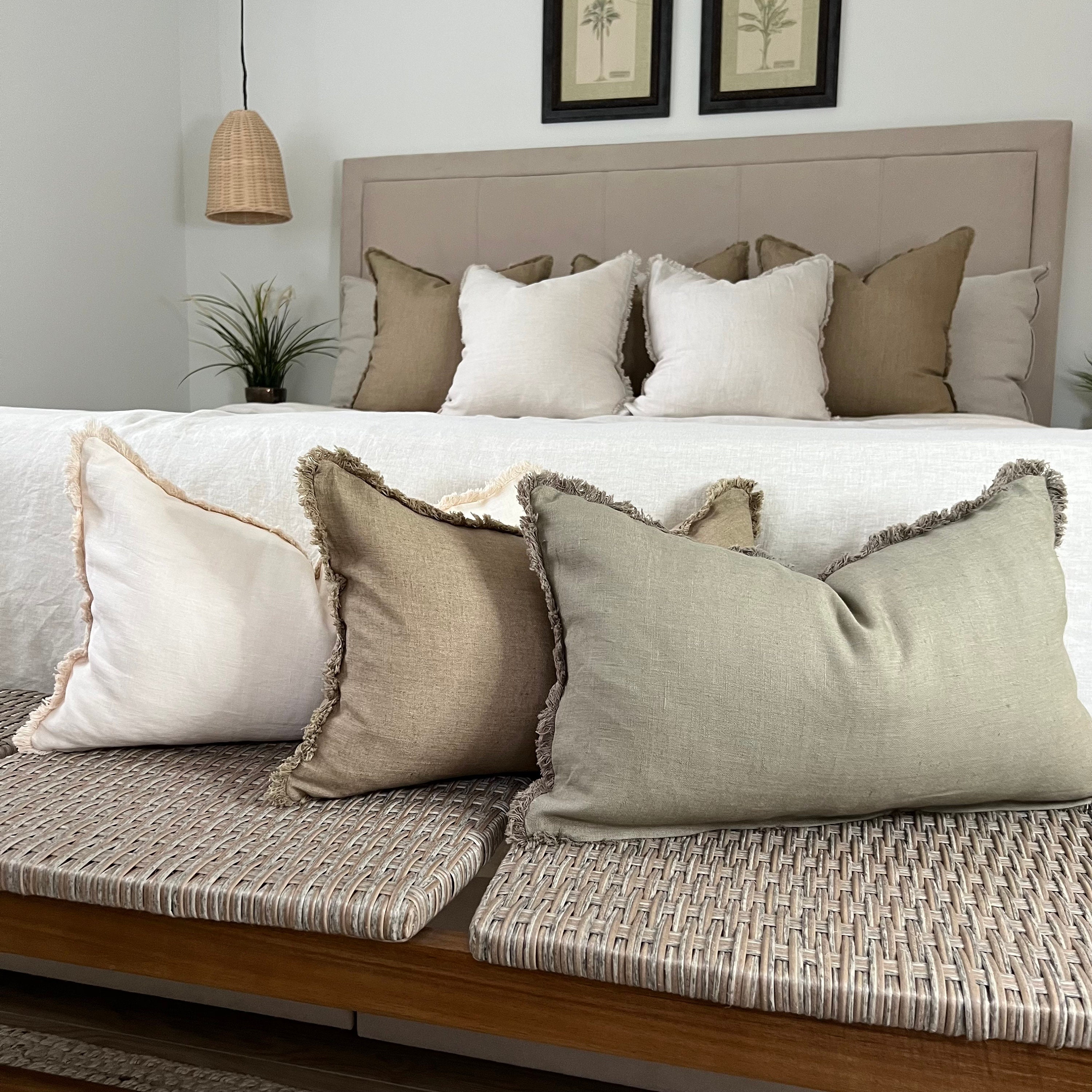 Fringe Linen Lumbar Pillow Cover 12x20 Neutral Farmhouse Pillow Soft Decorative Linen Pillow Case Bohemian Pillow Boho Throw Pillow Etsy