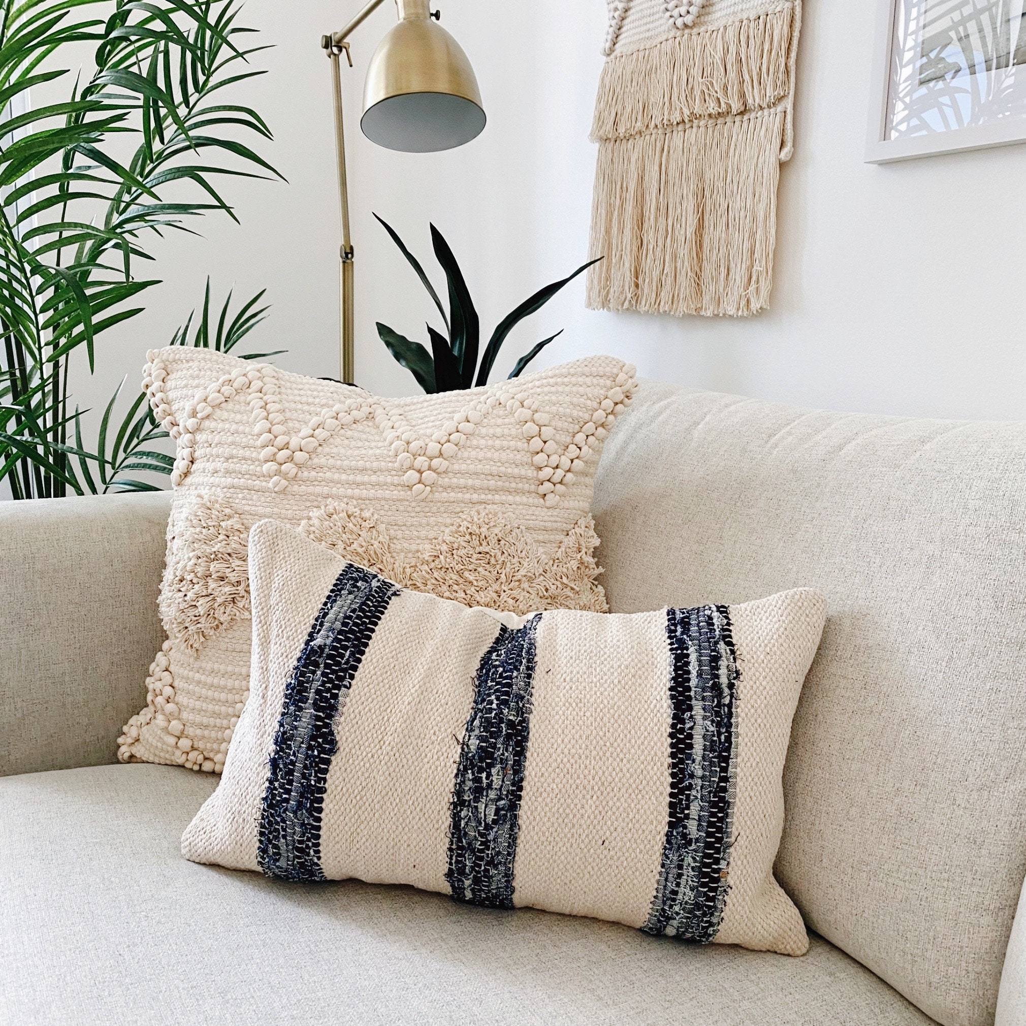 Coastal Throw Pillow Cover Textured Pillow Summer Pillow Etsy