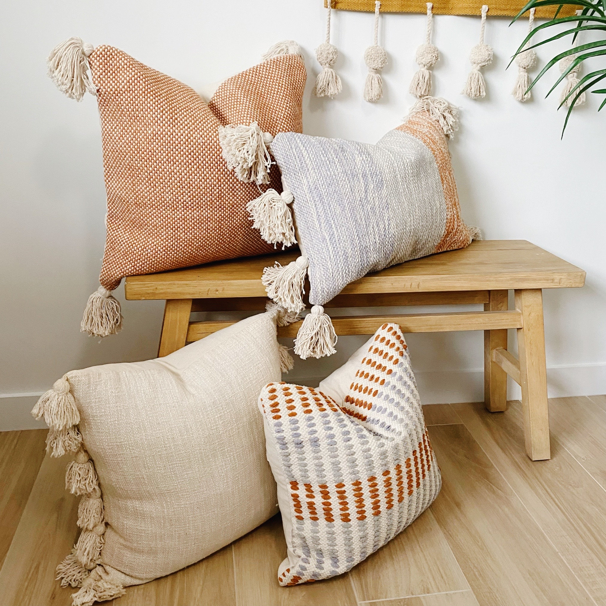 Lumbar Pillow Boho Throw Pillow With Tassels Fall Pillow - Etsy