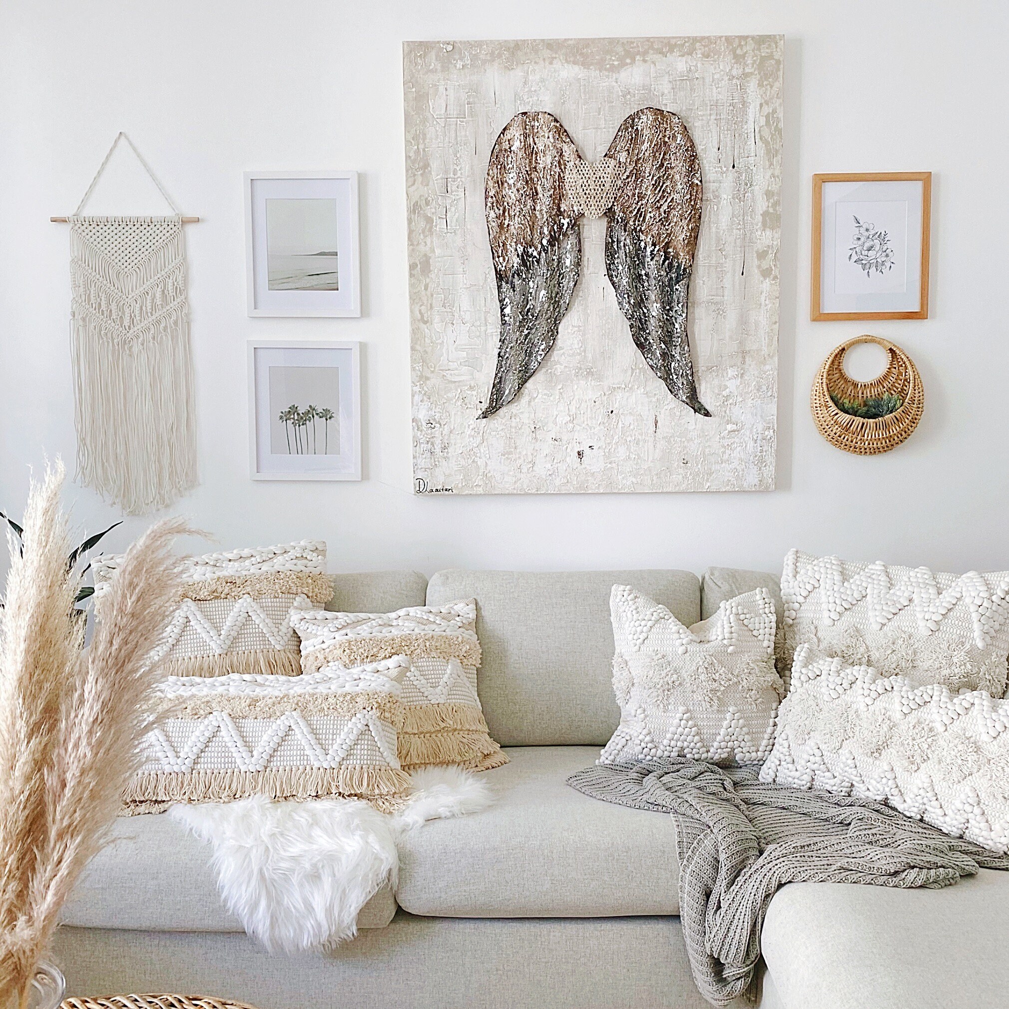 White bohemian throw pillows sale