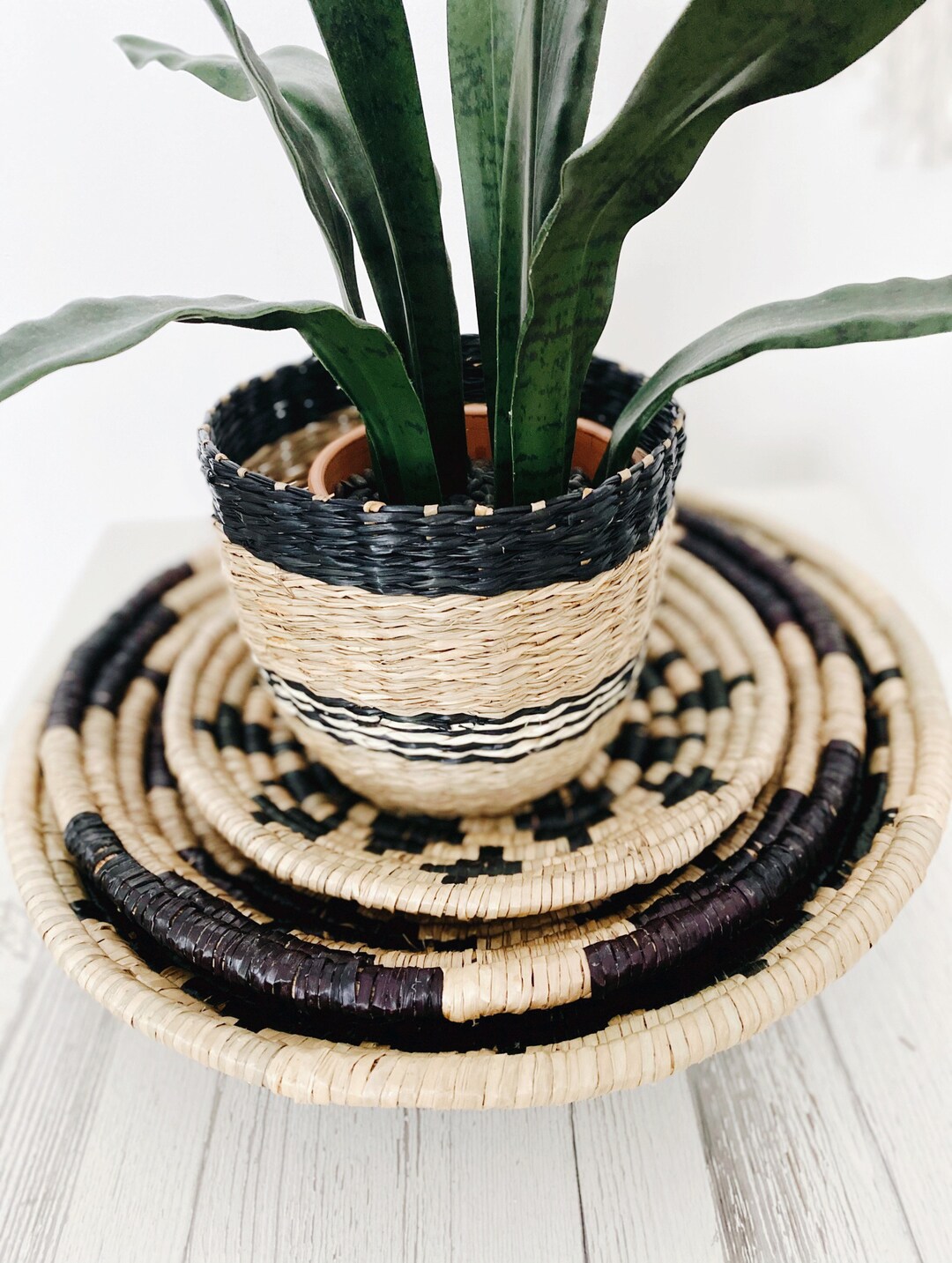 Woven Plant Basket, Decorative Basket, Bohemian Wicker Basket, Indoor ...