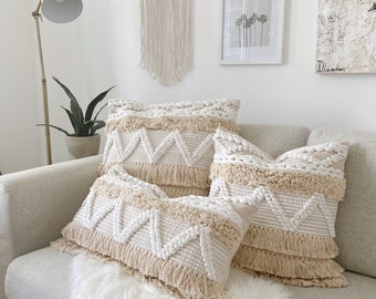 Handwoven Bohemian Pillow Boho Pillow Cover Fringe Bohemian