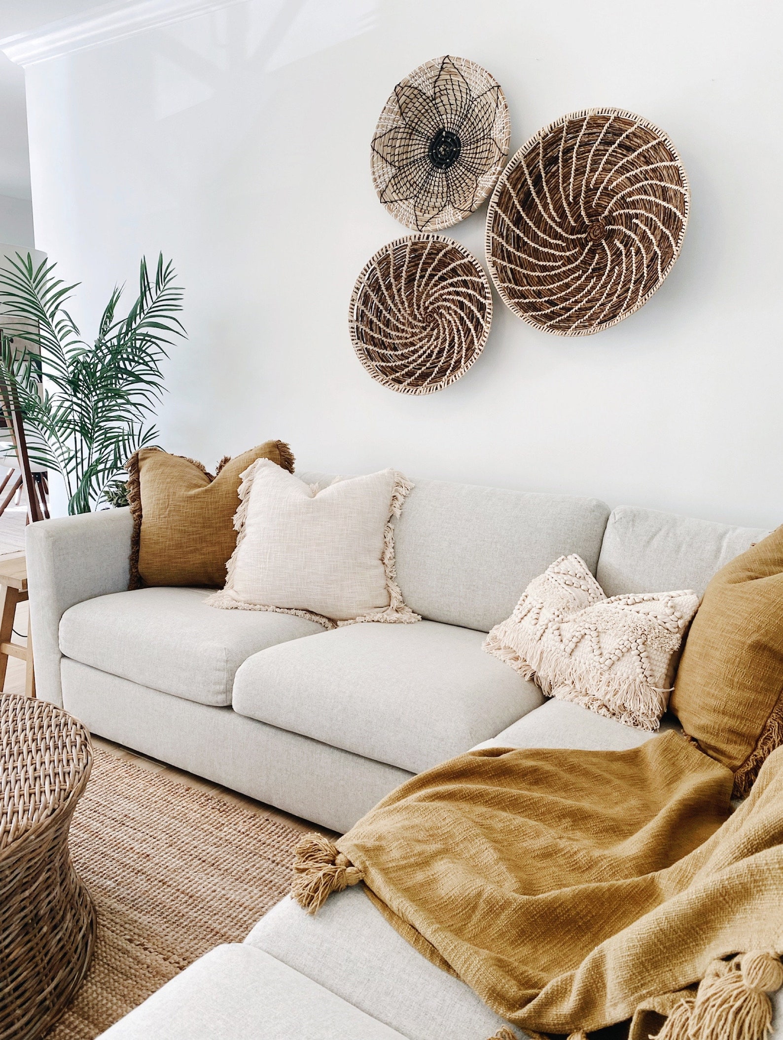 Large Neutral Farmhouse Pillow With Fringes Oatmeal Soft Etsy