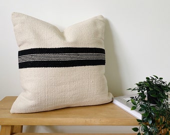 Neutral and Black Kilim Pillow, Stripe Pillow Cover, Farmhouse Pillow, Boho Throw Pillows, Decorative Modern Pillow Covers, Cushion Case