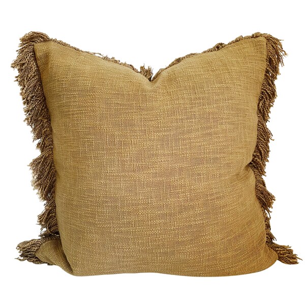 GARAGE SALE Large Farmhouse Pillow with Fringes, Soft Decorative Pillow 22"x22", Bohemian Pillow cover, Samples or with Defects