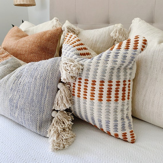 Neutral Bed Pillow Combo, Set4 Throw Pillows, Farmhouse Pillows