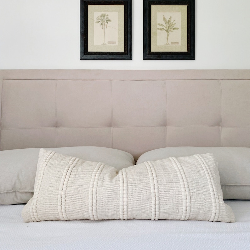 Long Lumbar Pillow 12x36 Neutral Throw Pillow Etsy