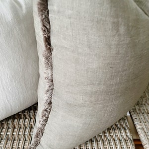 Olive Green Pillow, Fringe Linen Pillow 20x20, Soft Sofa Pillow case, Farmhouse Pillow, Boho Throw Pillow cover, Green Sham Cushion Cover bild 3