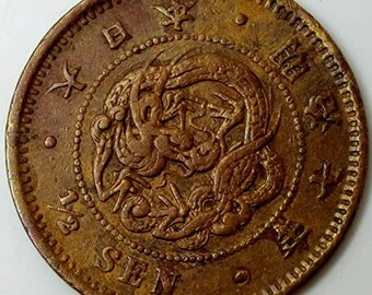 JP 3 Lot of Japanese 1/2,1,2 Sen Dragon Coins. Authentic Meiji