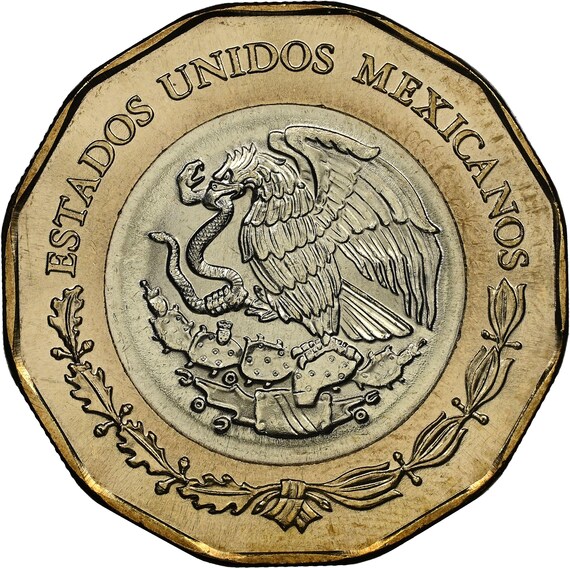 1921 年特別発行 20 ペソ硬貨。メキシコ独立 200 周年記念コイン