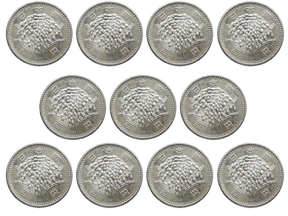 1959 - 1966 Set of 11 Silver Japanese 100 Yen Coins. Simple but