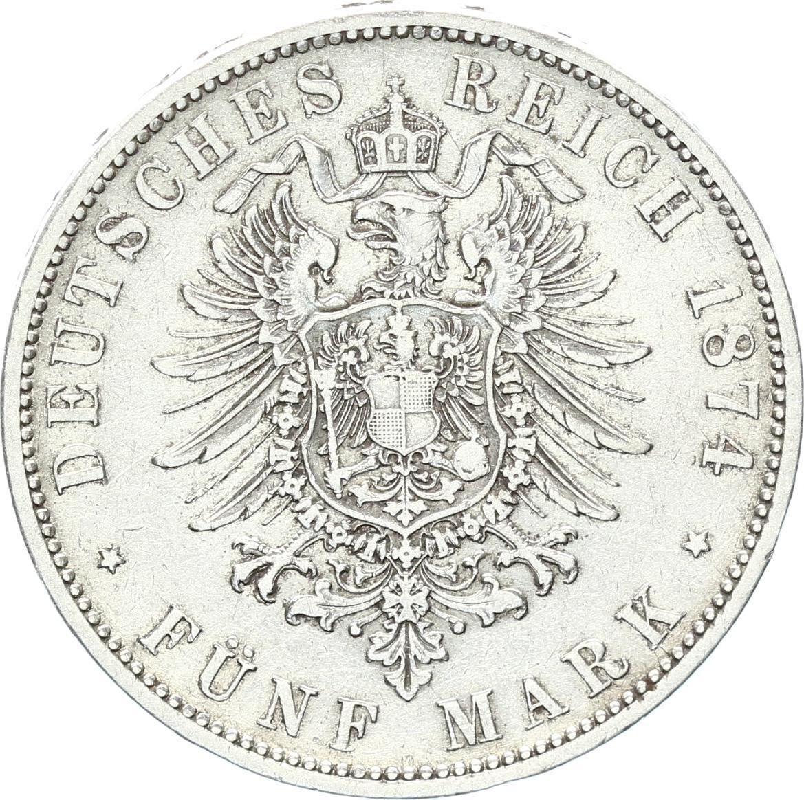 稀少 1876-C 独 プロイセン ヴィルヘルム1世 5M銀貨 【公式通販】