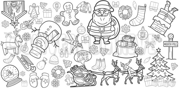 GIANT Christmas Coloring Poster L Table Cover Santa Tablecloth for Parties  Merry Christmas Party Decorations 36 X 72 Inches 