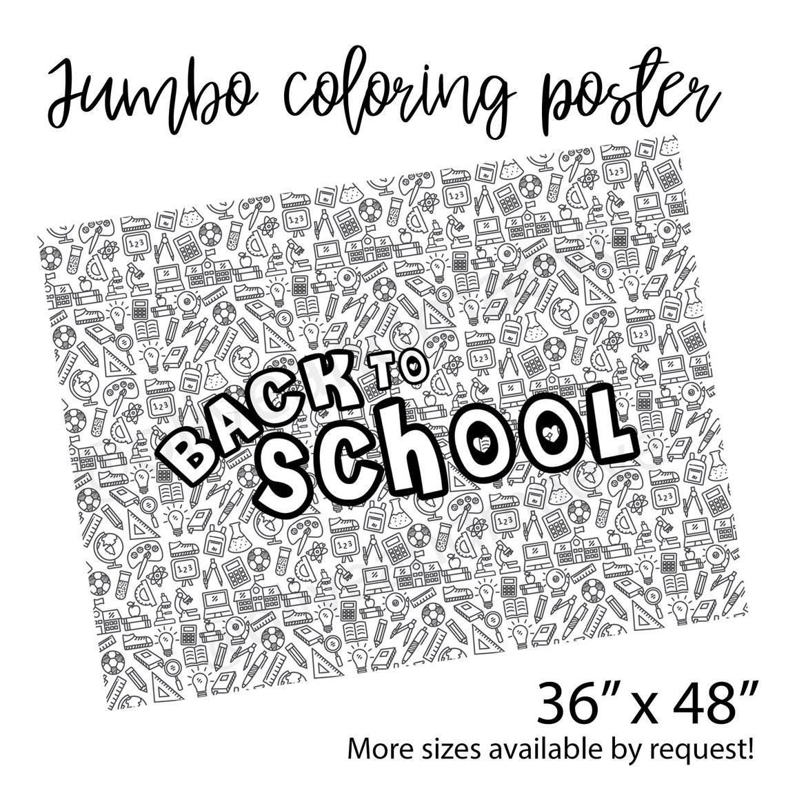 Back to School Table Top Coloring Page Extra Large Poster | Etsy