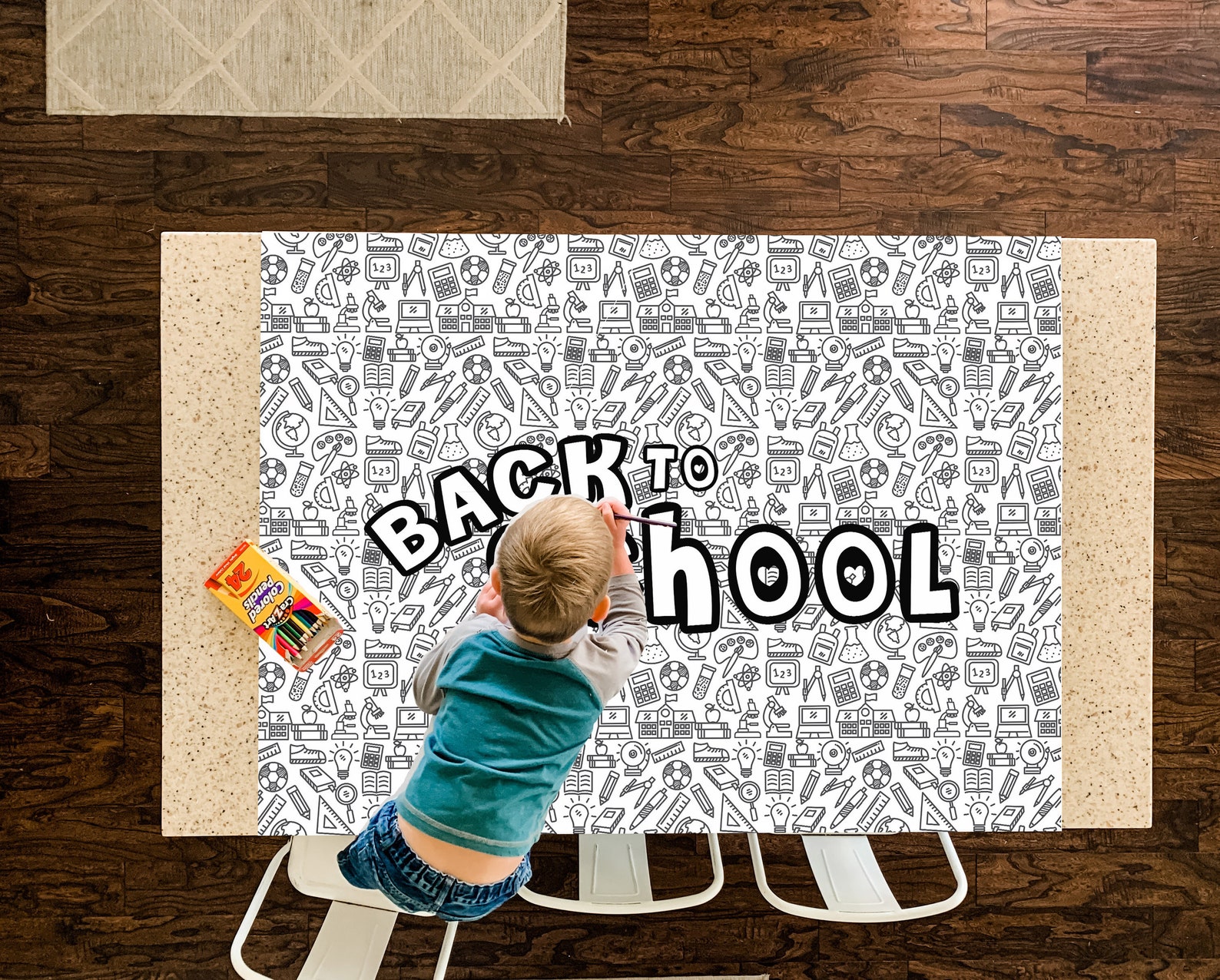 Back to School Table Top Coloring Page Extra Large Poster | Etsy