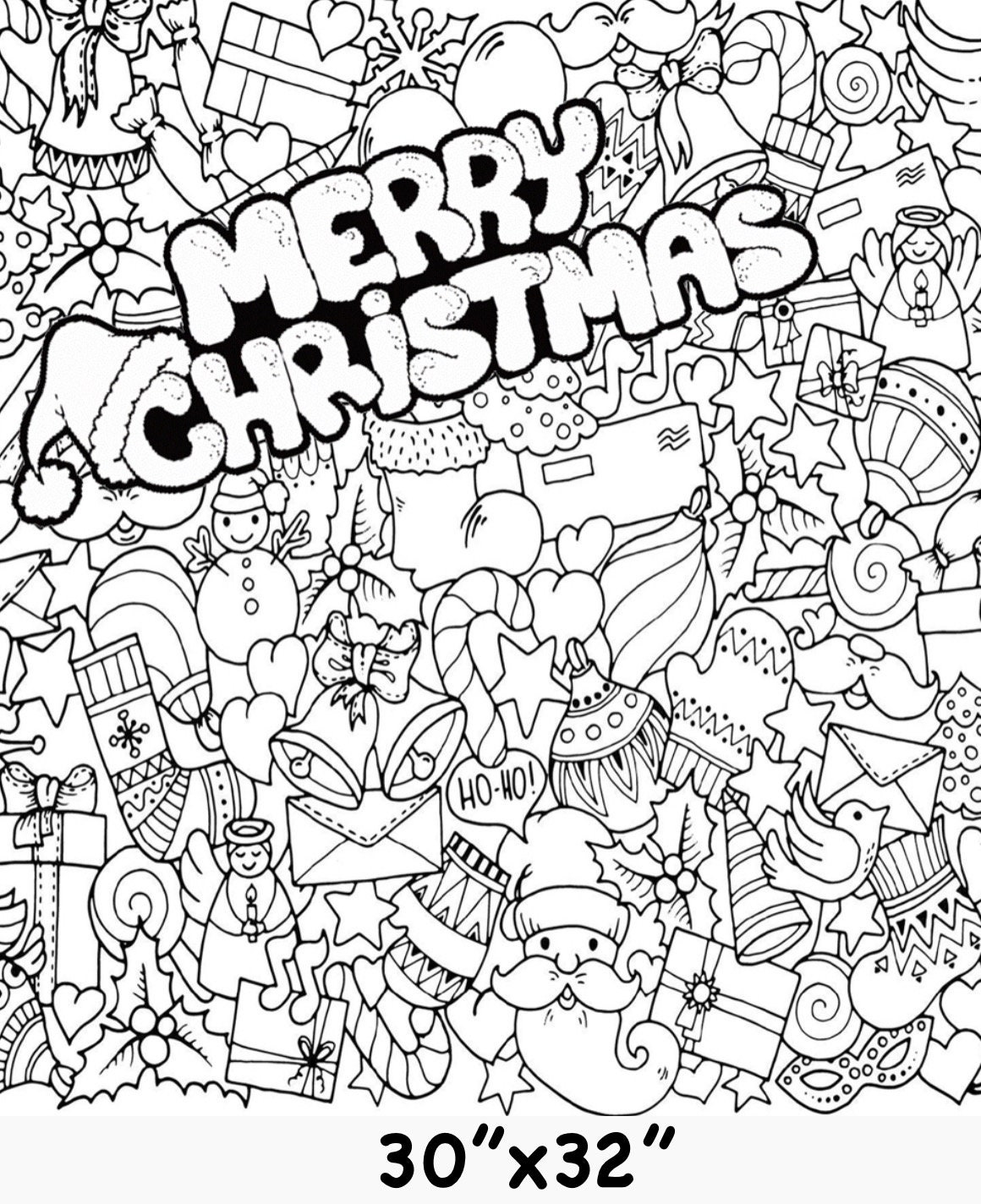 GIANT Christmas Coloring Poster L Table Cover Santa Tablecloth for Parties  Merry Christmas Party Decorations 36 X 72 Inches 