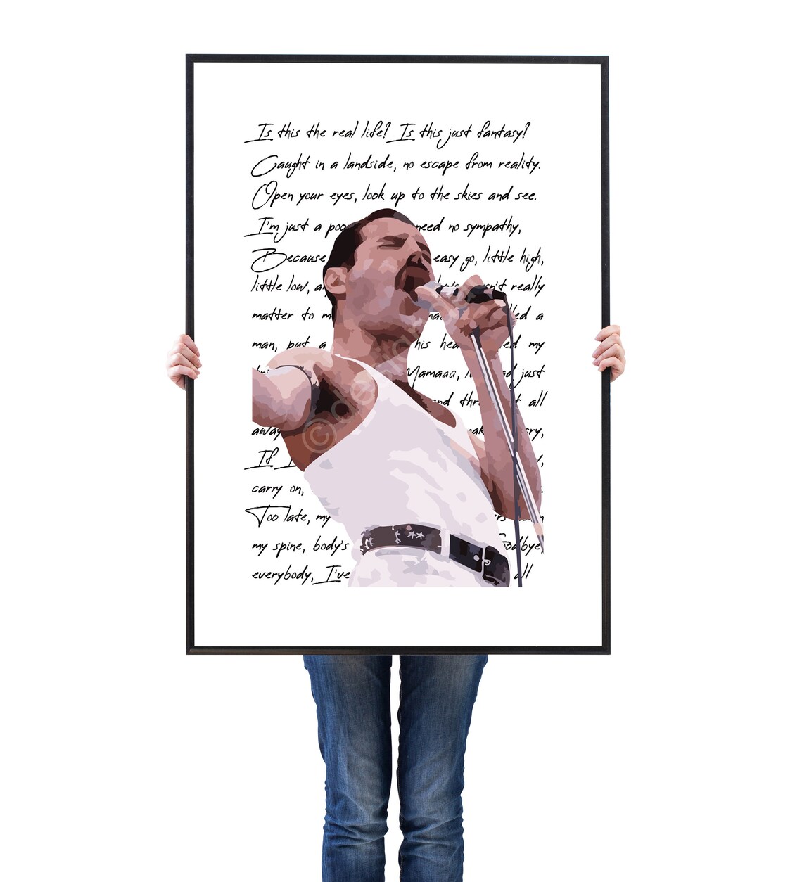 Freddie Mercury Bohemian Rhapsody Portrait | Lyrics | Print | Poster ...