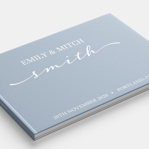 Dusty Blue Wedding Guest Book | Personalized Guest Book | Landscape | Polaroid Guest Book