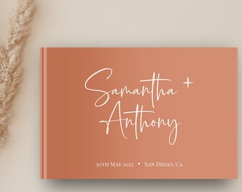 Rust Terracotta Wedding Guest Book: Boho Personalized Album