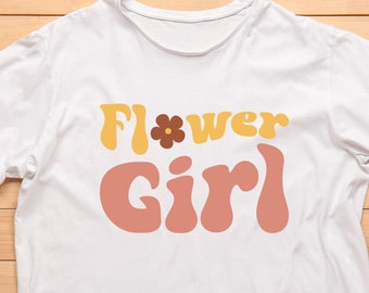 Hippie Flower Girl SVG, Cadeaux de fête de mariage, Sublimation Design, Wavy Font SVG