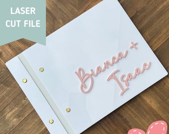 Acrylic Wedding Guest Book Laser Cut File | 3D Guest Book SVG