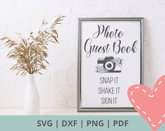 Foto Gastenboek Snap it! Schud het! Teken het! - SVG | DXF | png | pdf - Afdrukbaar en digitaal bestand - Polaroid Gastenboek sign