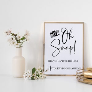 Wedding Hashtag Sign Template | Oh Snap Wedding Instagram Sign | Printable Wedding Sign | Edit w/ Templett