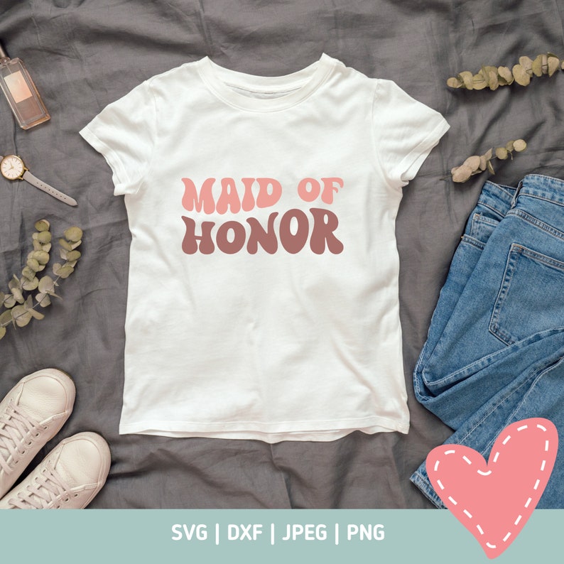 Maid of Honor SVG, Sublimation Design, Wavy Font SVG image 3