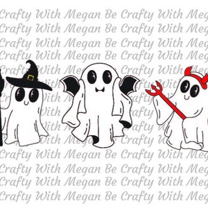 Cute Ghost SVG, Cute Ghost PNG, Ghost SVG, Halloween svg and png, ghost dressed as witch, Ghost dressed as Vampire, Ghost dressed as Devil,