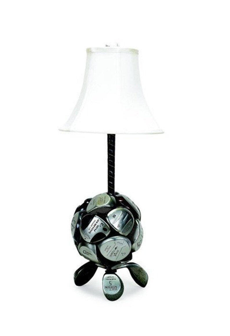 Golf Table Lamp Base Is Sphere Of Welded Metal Drivers
