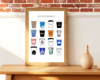 New York Coffee Shop Print, New York Cafe Print, Kaffeetasse Druck, Cafe Print, New York Print, Coffee Bar Art, downloadable Print