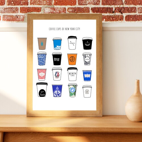 New York Coffee Shop Print New York Cafe Print Coffee Cup Etsy