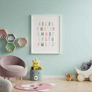 Alphabet Poster, Alphabet Print, ABC Wall Art, Playroom Printables, Kids Room Decor, Playroom Wall Art, Nursery Wall Art, Homeschool Decor