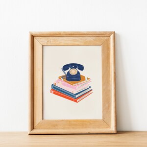 Book Stack Print, Cute Book Print, Office Wall Art, Stack of Books Wall Art, Book Lover Gift, Cute Wall Art