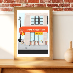 New York Bookshop, Strand Bookstore, Bookshop Art Print, NYC Book Shop, Book Print, New York Print, Downloadable Print