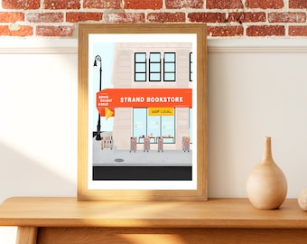 Librería de Nueva York, Librería Strand, Bookshop Art Print, Librería NYC, Book Print, New York Print, Impresión Descargable