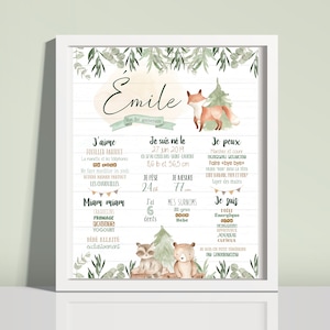Affiche personnalisée | Modèle animaux de la forêt | FICHIER NUMÉRIQUE