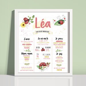 Affiche personnalisée premier anniversaire | Modèle coccinelle | Fichier numérique