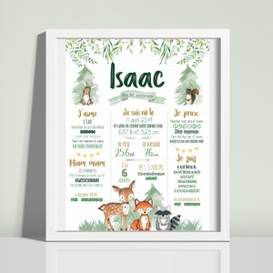 Personalised poster first birthday Forest model Digital file