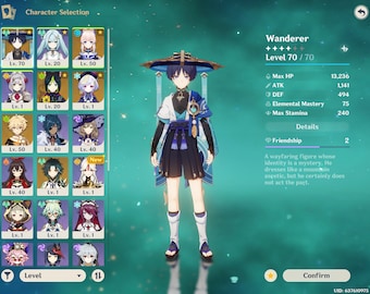 Genshin NA Acc Ar 48 | Wanderer + signature + Kokomi + Xiao et plus