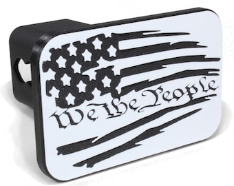 We The People Tattered‑Flag Trailer Hitch Cover, Weather‑Resistant
