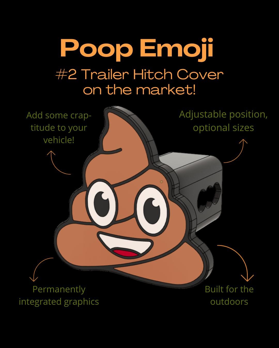 Poop Emoji Trailer Hitch Cover – Weatherproof, UV Resistant - Etsy