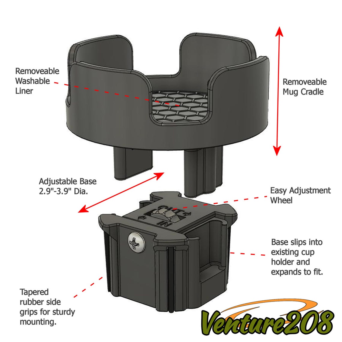 Mug Buddy Car Cup Holder System Fits Yeti 10 14 or 24 Oz Etsy