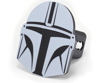 Mandalorian Helmet Trailer Hitch Cover, Gray