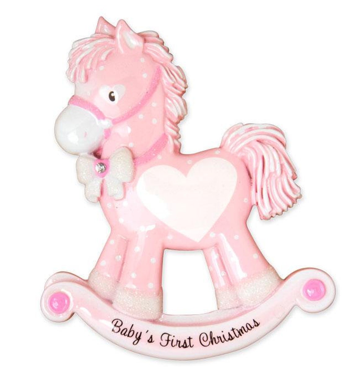 Rocking Horse Pink Girl Baby's First Christmas Etsy