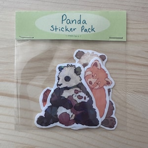 Handmade Holographic Panda Illustration Sticker Pack